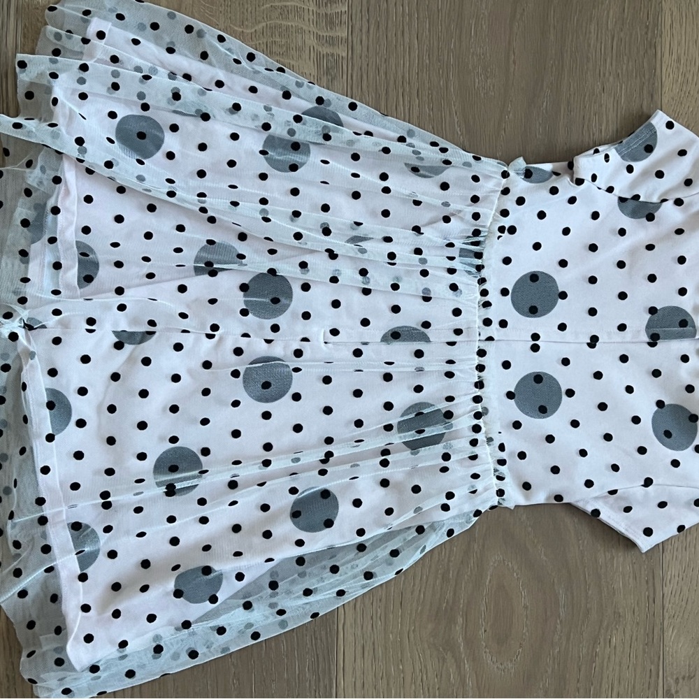 American girl pale pink and velvety black polka dot dress. Worn once.